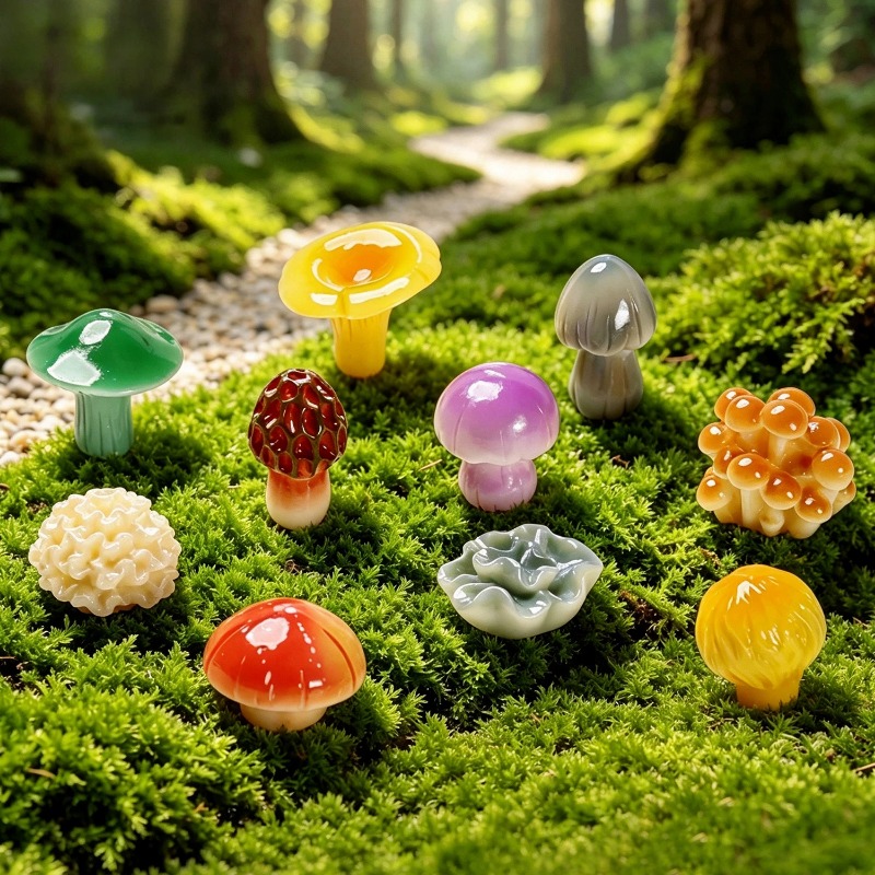 Bonsai Garden Miniature - 10個入り クリエイティブミニチュア盆栽庭園装飾キノコアクセサリー かわいい粒状の菌類シミュレーションDIYデスクトップデコレーションアイテム