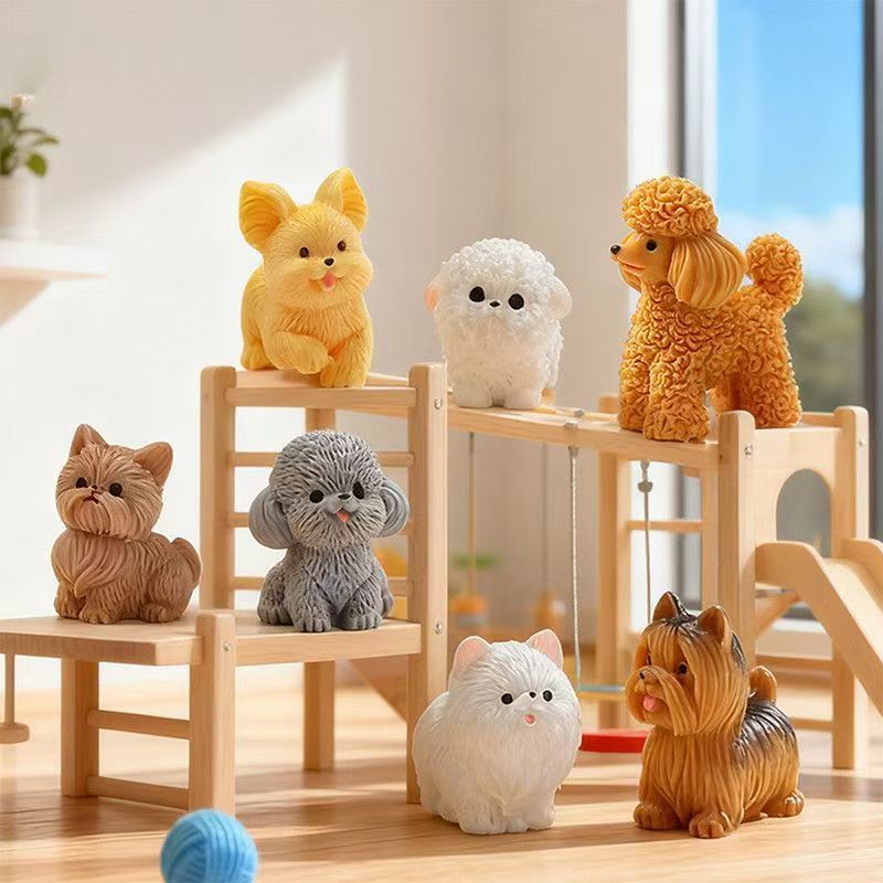 かわいいテディプードルの子犬、小型犬の装飾品、樹脂製のミニチ - Bonsai Garden Miniature のレビューと価格