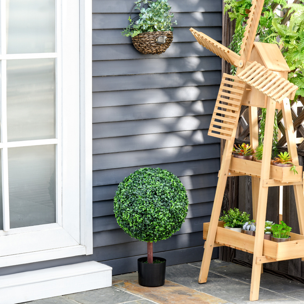 23.5インチ人工ツゲのトピアリーボールツリー、人工装飾植物 - Bonsai Garden Backyard のレビューと価格