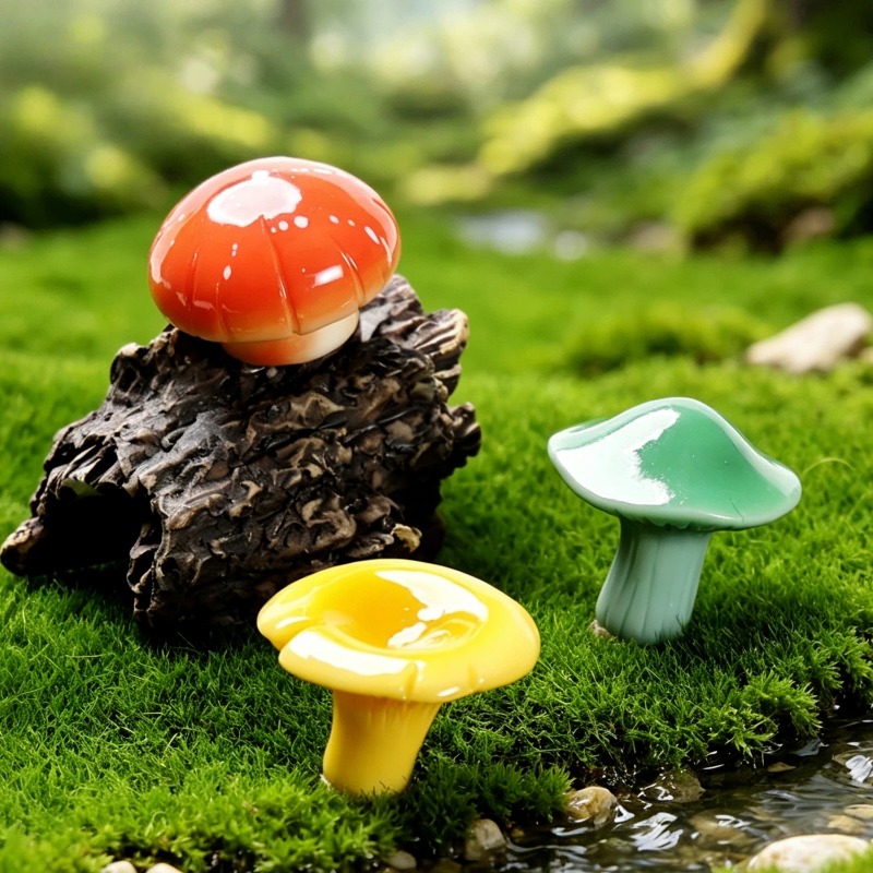 10個入り クリエイティブミニチュア盆栽庭園装飾キノコアクセ - Bonsai Garden Miniature のレビューと価格