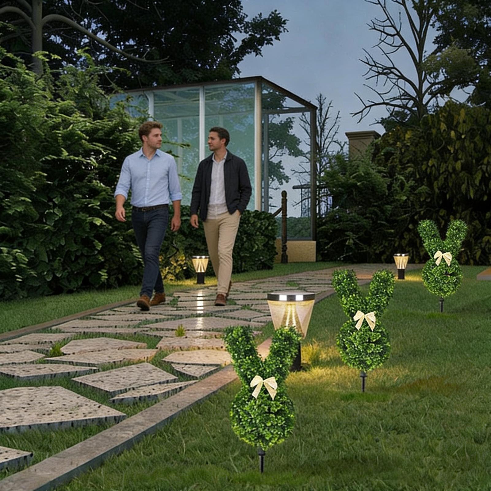 人工ウサギの木飾り、飾り用バニートピアリー、支柱付き、イース - Bonsai Garden Backyard のレビューと価格